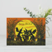 Invitations de fête d'Halloween, sorcière (Debout devant)