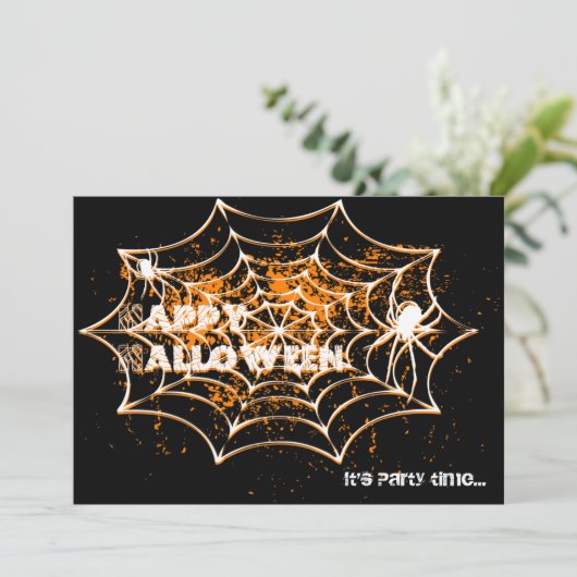 Invitations de fête d'Halloween Spiderweb (Debout devant)