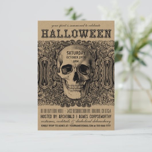 Invitations de fête d'Halloween - Steampunk Kraft (Debout devant)