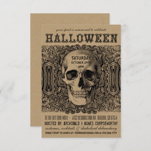 Invitations de fête d'Halloween - Steampunk Kraft (Devant / Derrière)
