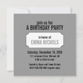 Invitations de fête du 16e anniversaire (Dos)