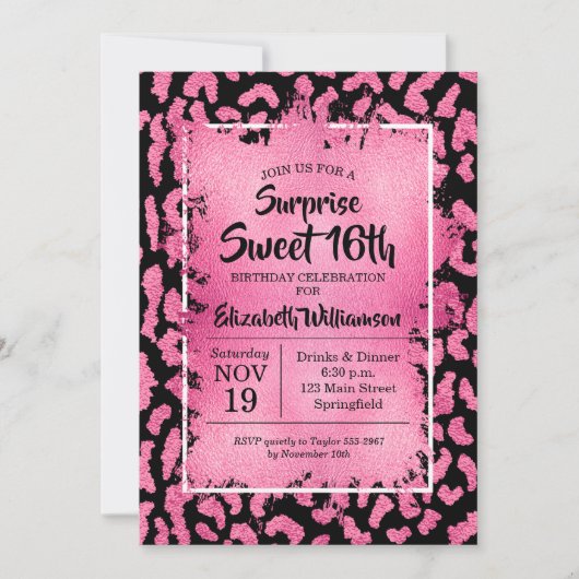 Invitations de fête du 16e anniversaire du léopard (Devant)