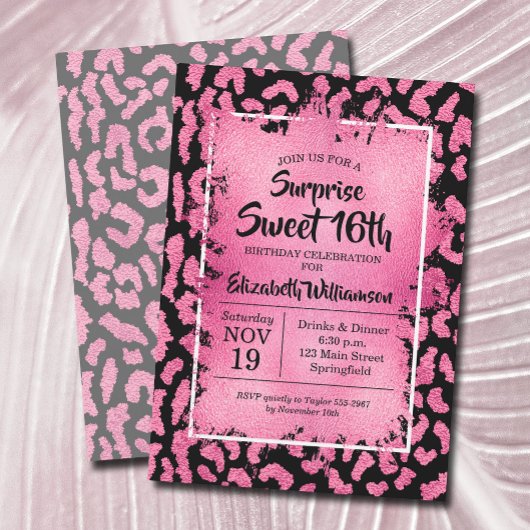 Invitations de fête du 16e anniversaire du léopard