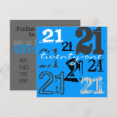 Invitations de fête du 21e anniversaire (Devant / Derrière)