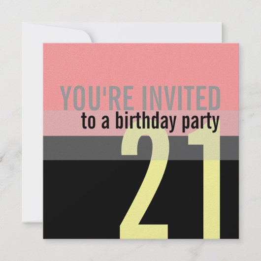 Invitations de fête du 21e anniversaire (Devant)
