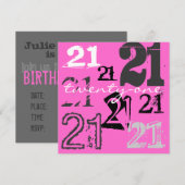 Invitations de fête du 21e anniversaire (Devant / Derrière)