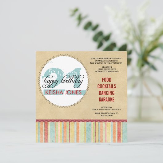 Invitations de fête du 21e anniversaire (Debout devant)