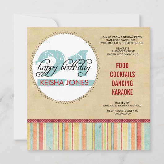 Invitations de fête du 21e anniversaire (Devant)