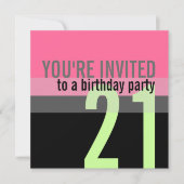 Invitations de fête du 21e anniversaire (Devant)