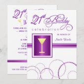 Invitations de fête du 21e anniversaire - avec Mon (Devant / Derrière)