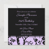 Invitations de fête du 21e anniversaire pourpre (Dos)