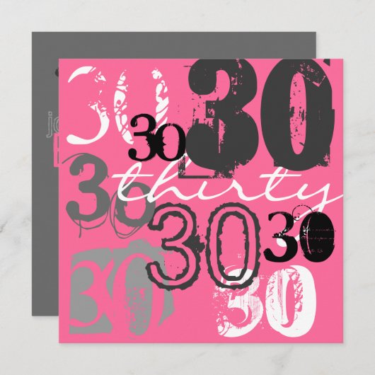 Invitations de fête du 30e anniversaire (Devant / Derrière)