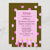 Invitations de fête du 30e anniversaire — Pois ros (Devant / Derrière)