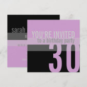Invitations de fête du 30e anniversaire {Purple} (Devant / Derrière)