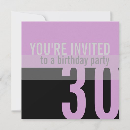 Invitations de fête du 30e anniversaire {Purple} (Devant)