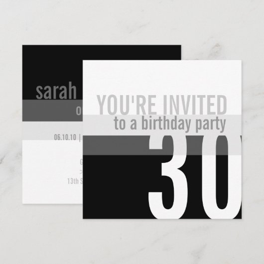 Invitations de fête du 30e anniversaire {Silver} (Devant / Derrière)