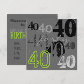 Invitations de fête du 40e anniversaire (Devant / Derrière)