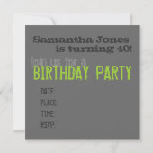 Invitations de fête du 40e anniversaire (Dos)