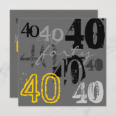 Invitations de fête du 40e anniversaire (Devant / Derrière)