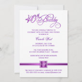 Invitations de fête du 40e anniversaire - avec Mon (Dos)