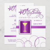 Invitations de fête du 40e anniversaire - avec Mon (Devant / Derrière)