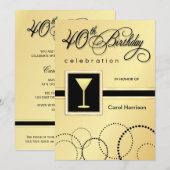 Invitations de fête du 40e anniversaire - Monogram (Devant / Derrière)