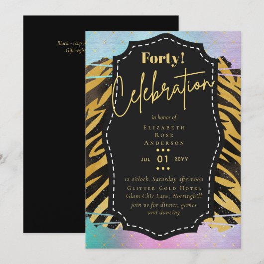 Invitations de fête du 40e anniversaire Parties sc (Devant / Derrière)