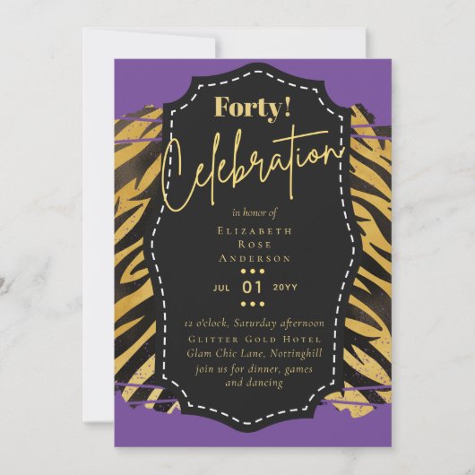 Invitations de fête du 40e anniversaire Parties sc (Devant)