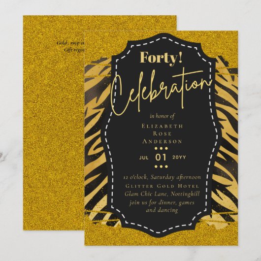 Invitations de fête du 40e anniversaire Parties sc (Devant / Derrière)