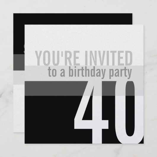 Invitations de fête du 40e anniversaire {Silver} (Devant / Derrière)