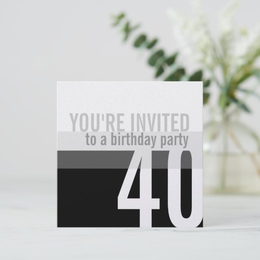 Invitations de fête du 40e anniversaire {Silver} (Debout devant)