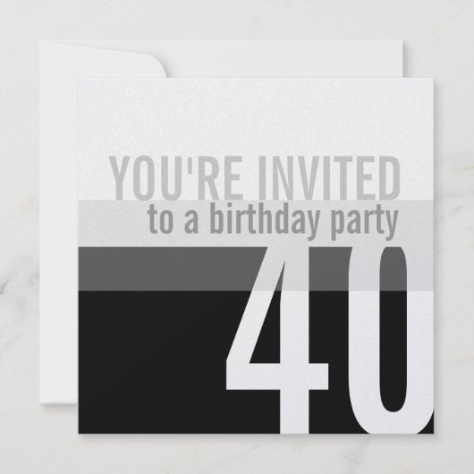 Invitations de fête du 40e anniversaire {Silver} (Devant)
