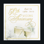 Invitations de fête du 50e anniversaire - Carré<br><div class="desc">Élégantes invitations à célébrer le 50e anniversaire du Mariage — roses Mariages et lunettes de champagne sur l'arrière - plan BLANC avec écriture en or. Customisez les noms, dates et détails de cette occasion spéciale et honorée. Invitations classiques et romantiques du 50e anniversaire de Mariage d'or disponibles pour d'autres années...</div>