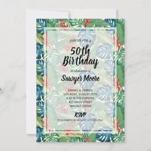 Invitations de fête du 50e anniversaire tropicale (Devant)