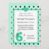 Invitations de fête du 6e anniversaire (Devant / Derrière)