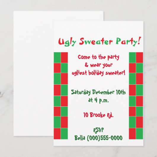 Invitations de "Fête du Chou moche" (Devant / Derrière)