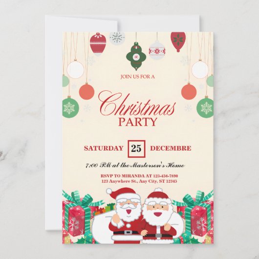 Invitations de Fête du Père Noël personnalisables (Devant)