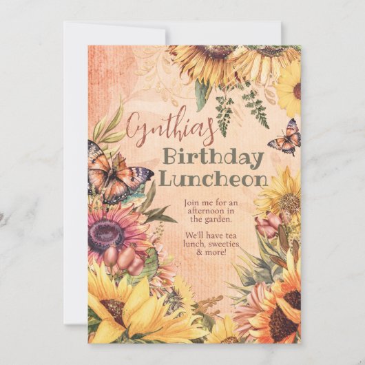 Invitations de fête du tournesol (Devant)