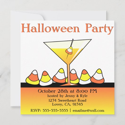 Invitations de fête Halloween Candy Corntini (Devant)