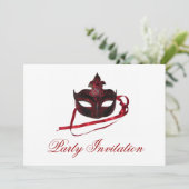 Invitations de fête - Masque rouge "Masquerade" (Debout devant)