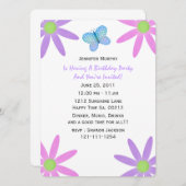 Invitations de fête papillon (Devant / Derrière)