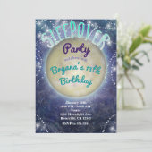 Invitations de fête pyjama lune dans le ciel noctu (Debout devant)