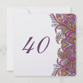 Invitations de fête rose 40e anniversaire (Dos)