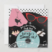 Invitations de fêtes à thème des années 50 (Devant)