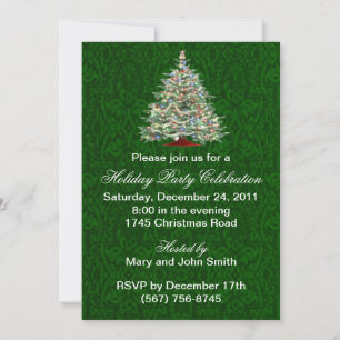 Invitations de fêtes arborées vertes