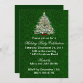 Invitations de fêtes arborées vertes (Devant / Derrière)