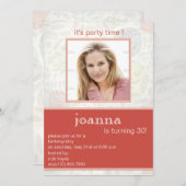 Invitations de fêtes de 30e anniversaire aux flore (Devant / Derrière)