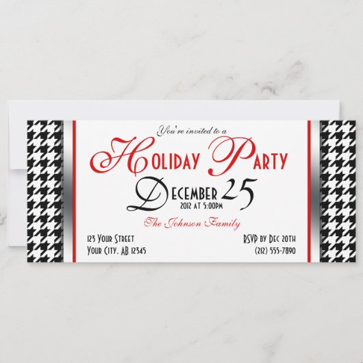 Invitations de Fêtes de Houndstooth (Devant)