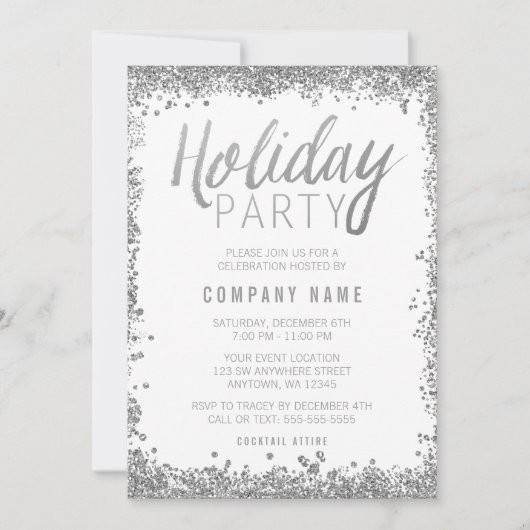 Invitations de fêtes de Parties scintillant d'arge (Devant)