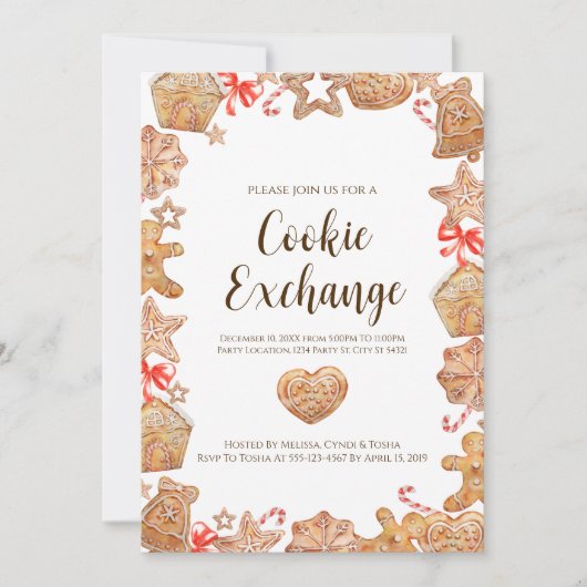 Invitations de Fêtes d'échange de cookies (Devant)